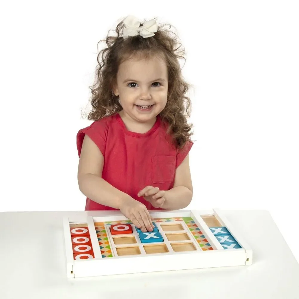 MELISSA & DOUG Wooden Tic Tac Toe Toddler Learning Board Game Montessori Play